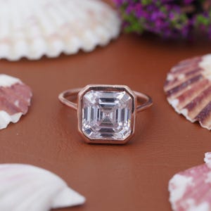 Asscher Cut Lab Grown Diamond Bezel Setting Engagement Solitaire Ring (IGI Certificate)