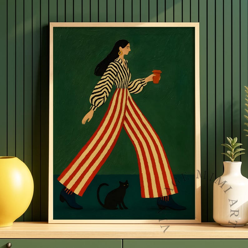 Mid Century Modern Woman Art Print | Minimalist Fashion Wall Art ...