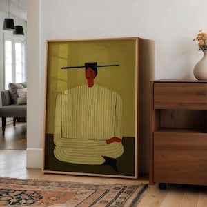 Mid Century Modern Woman Art Print | Minimalist Fashion Wall Art | Stylish Female Figure Painting | Modern Vintage Decor