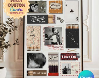 Editable Matchbook Template, Personalized Anniversary & Birthday Gift for Couples, Custom Matchbox Art