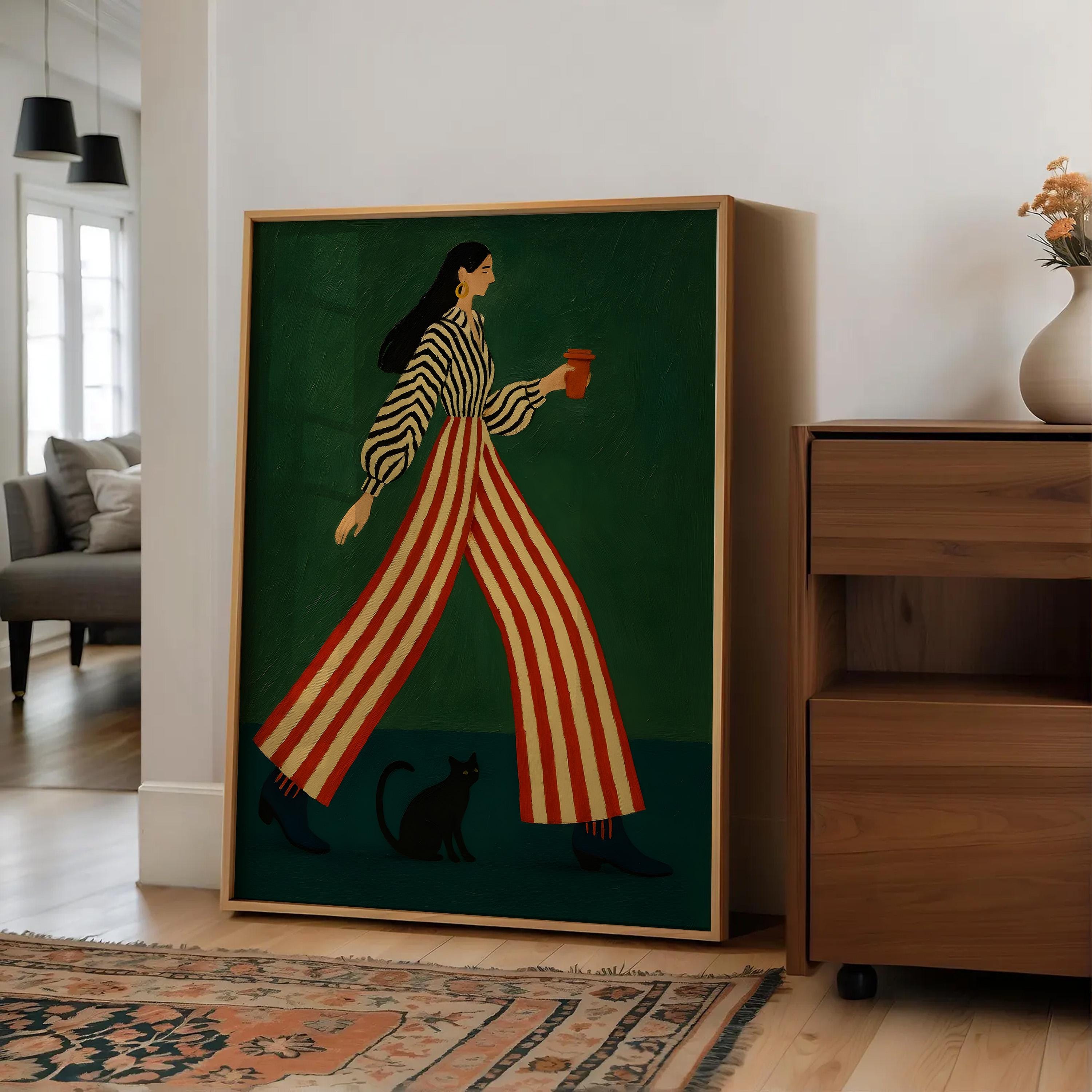 Mid Century Modern Woman Art Print | Minimalist Fashion Wall Art ...