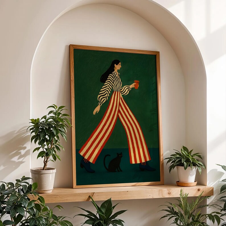 Mid Century Modern Woman Art Print | Minimalist Fashion Wall Art ...