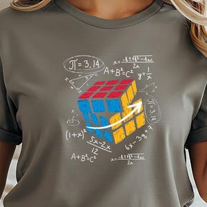 Maglietta con diagramma matematico del cubo di Rubik / Maglietta con formula scientifica per appassionati di puzzle