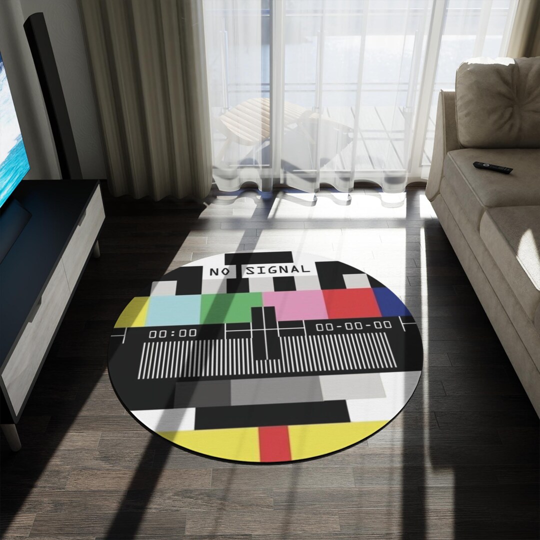 Screen Test Rug No Signal TV Test Pattern Round Rug | Retro Broadcast Graphic - Etsy