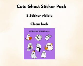 Pacchetto di adesivi fantasma / Clipart PNG di Halloween in stile Kawaii (Download digitale)