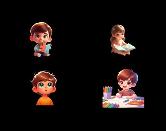 Adesivi PNG Little Genius Learning per planner, album e download digitale