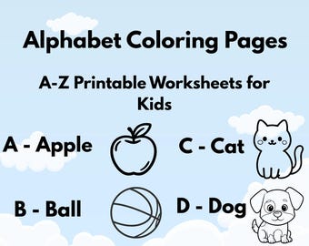 Disegni da colorare dell'alfabeto per bambini / Schede didattiche stampabili dalla A alla Z (download in PDF)