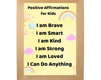 Poster con affermazioni positive per bambini / Decorazione murale "Coraggioso, Intelligente, Gentile" (Download digitale)