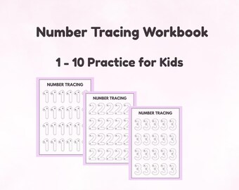 Quaderno di esercizi per imparare a scrivere i numeri da 1 a 10 per bambini (download digitale)