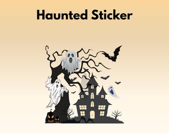 Foglio di adesivi a tema horror in formato PNG / Fantasmi, pipistrelli, casa stregata (download digitale)