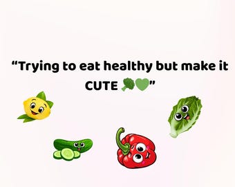 Adesivi di verdure per la perdita di peso / Cibo sano Kawaii PNG (Download digitale)