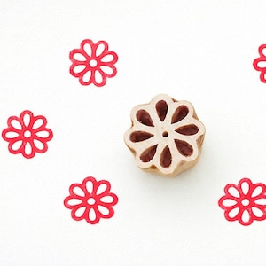 Pequeño sello textil indio con motivos florales, bloque de impresión de madera tallado a mano para telas, cerámica y artesanías.