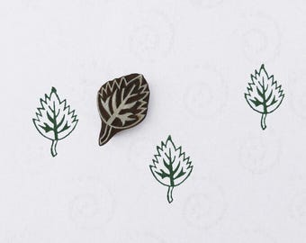 Serrated Woodland Leaf Wooden Printing Block, Botanical Textile Print Tool, Rustic Nature Stamp for Fabric Crafts