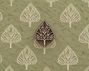 Folk Arrow Leaf Wooden Printing Block, Hand Carved Leaf Wood Stamp, Indian Folk Motif for Fabric, Paper & Textile Printing