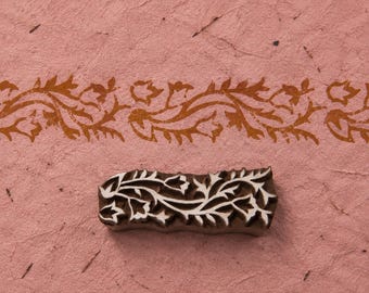 Meandering Vine Border Wooden Printing Block, Hand Carved Floral Scroll Stamp, Indian Wood Block for Fabric, Textile & Paper