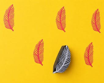 Tropical Frond Wooden Printing Block – Feather Leaf Print Stamp for Fabric, Paper & Botanical Crafts