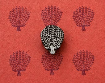 Lace Tree Wooden Stamp, Hand Carved Botanical Printing Block for Fabric, Textile, Paper & Crafts