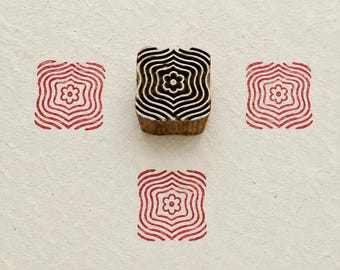 Ripple Bloom Fabric Printing Block – Hand Carved Indian Wooden Textile Stamp for Fabric, Pottery, Clay & Paper Crafts