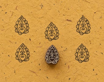 Bloque de impresión de madera con estampado de granada y cachemir, sello de madera india tallado a mano para tela, textiles, papel, arcilla y artesanías.