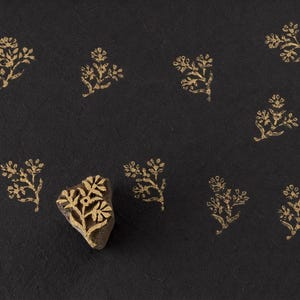 Golden Meadow Sprig Wooden Printing Block – Hand Carved Floral Branch Stamp for Textile Printing, Journaling & DIY Crafts