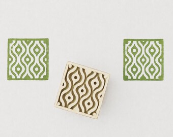 Sello de impresión geométrico de madera india para tela / Herramienta textil y de arcilla tallada a mano / Diseño de cerámica con patrón repetitivo