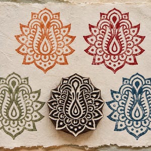 Paisley Motif Wood Stamp, Hand Carved Decorative Design for Fabric, Cards & Paper Crafts