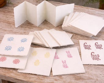 Handmade Deckle Edge Paper Pack of 5 – 210gsm Cotton Paper for Block Printing & Mini Books