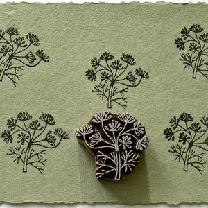 Wild Sprig Botanical Wooden Printing Block, Hand Carved Wood Stamp for Fabric, Paper & Textile Crafts