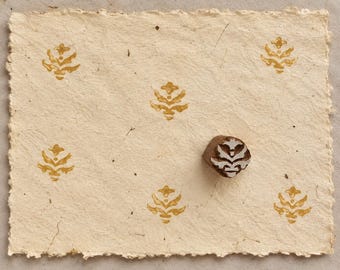 Temple Petal Wooden Printing Block, Hand Carved Indian Wood Stamp, Folk Motif for Fabric, Textile, Paper, Clay & Crafts