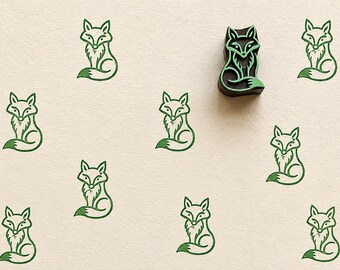 Sello de madera con forma de zorro de cola rizada / Motivo de zorro tallado a mano para estampado de telas, cerámica, álbumes de recortes y envoltorios de regalo.