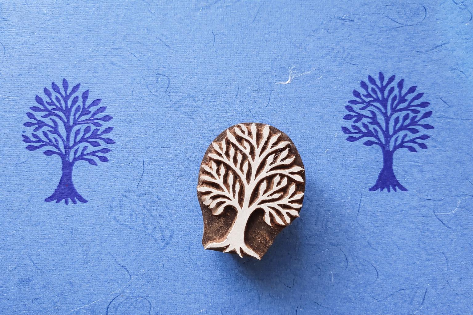 Wooden Tree Block Printing Stamp, Hand Carved Indian Textile Stamp for ...