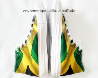 Jamaican flag sneakers reggae rasta shoes swag dancehall DHQ Caribbean