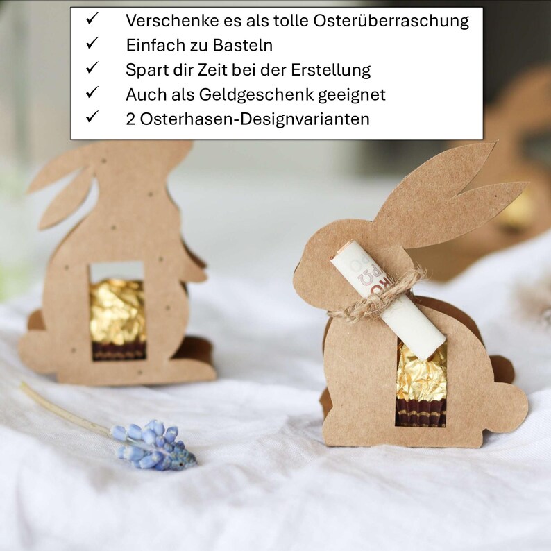 Easter Bunny Packaging for Ferrero Rocher & Cash Gifts – Last Minute Printable Easter Gift on Kraft Paper | DIYCarinchen image 5