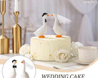 Funny Goose Wedding Cake Topper | Bride & Groom Cake Decor