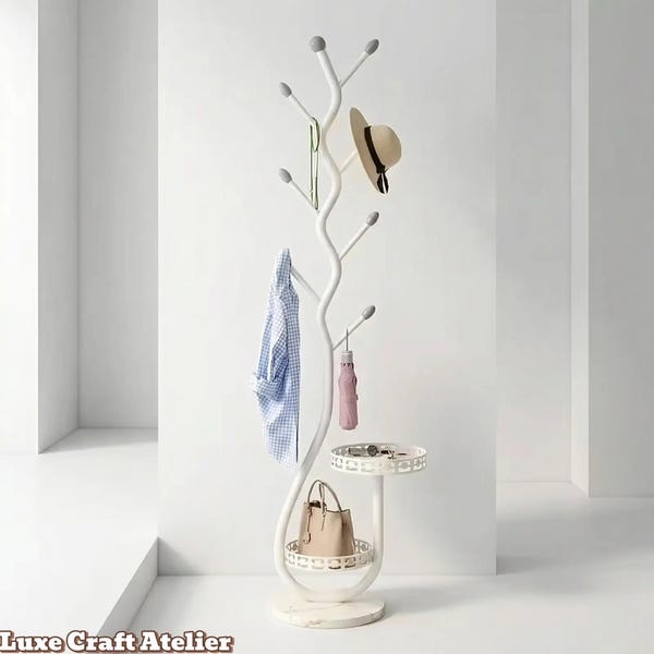 Metal Freestanding Clothes Rack with Shelf |  Luxe Craft Atelier