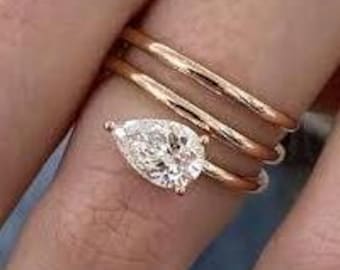 Anillo de oro con diseño envolvente, anillo con diseño de animal, anillo de diamantes en espiral, anillo de serpiente de 1 quilate con corte de pera, anillo de serpiente en espiral para ella.