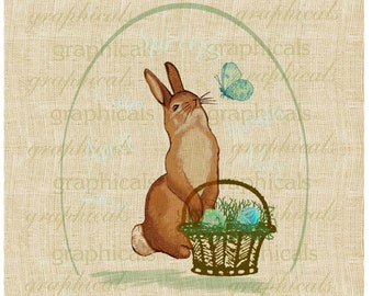 Easter bunny basket printable graphic egg shape  Digital download image 585