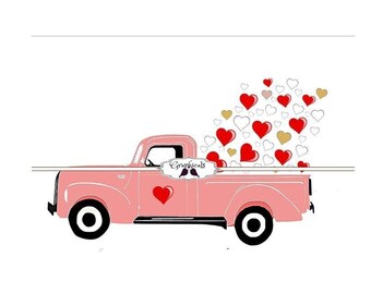 Valentine truck printable, digital download 5895