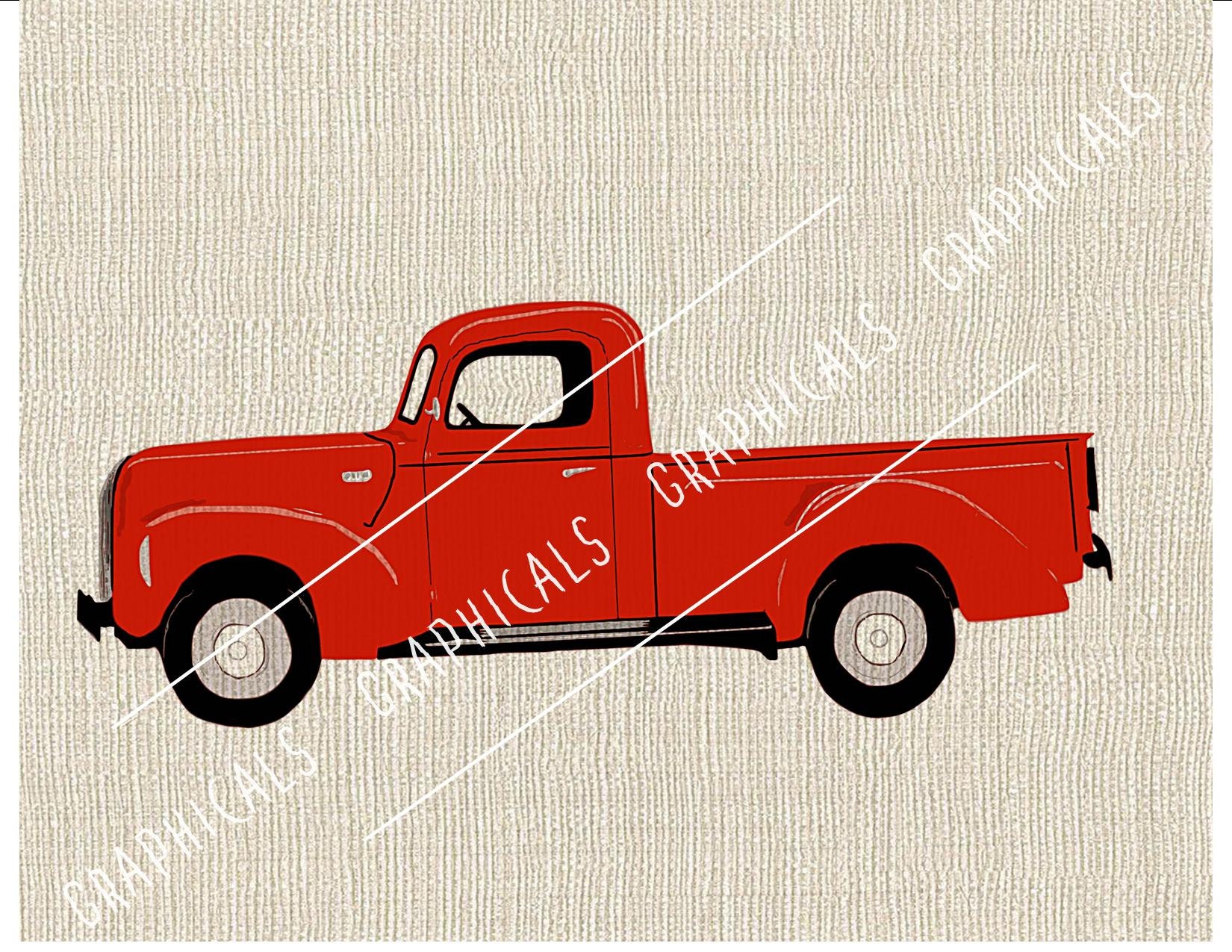 Red truck printable graphic instant clip art digital download Etsy