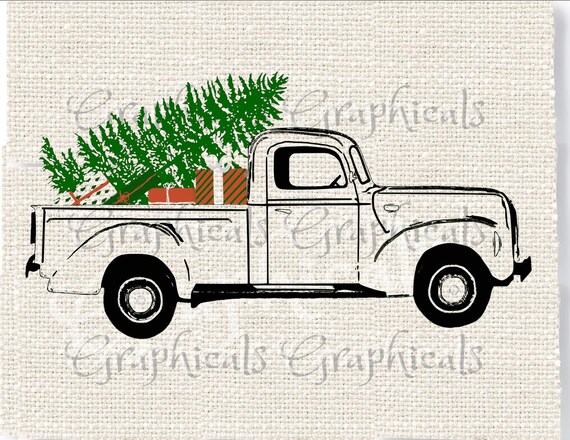 How To Draw A Vintage Truck With A Christmas Tree