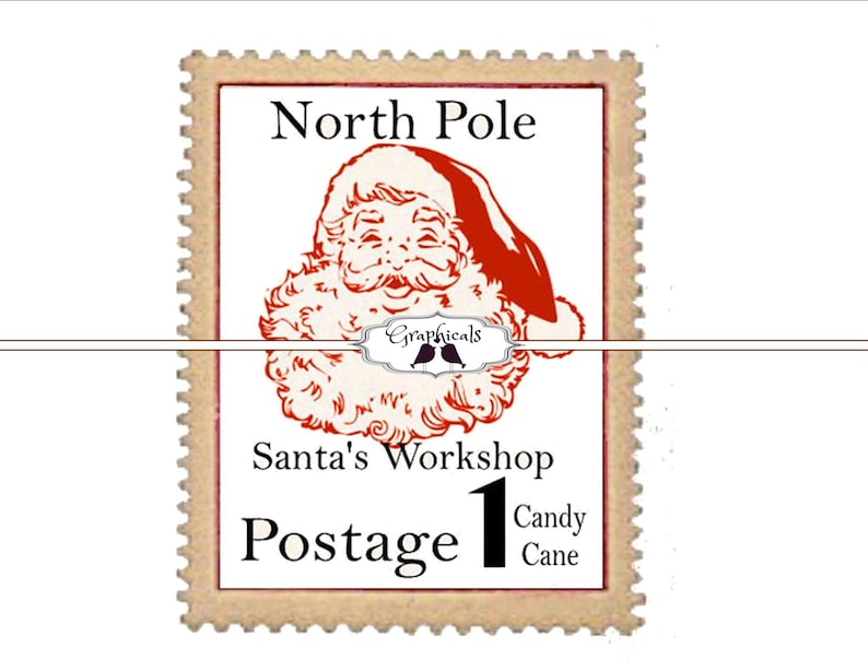 Santa Postage Stamp Printable