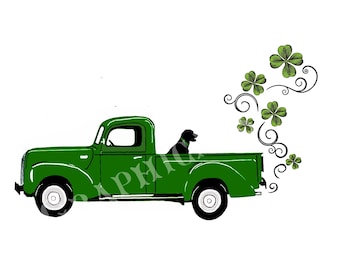 St. Patrick's day shamrock and black lab dog printable digital download, home decor 7817