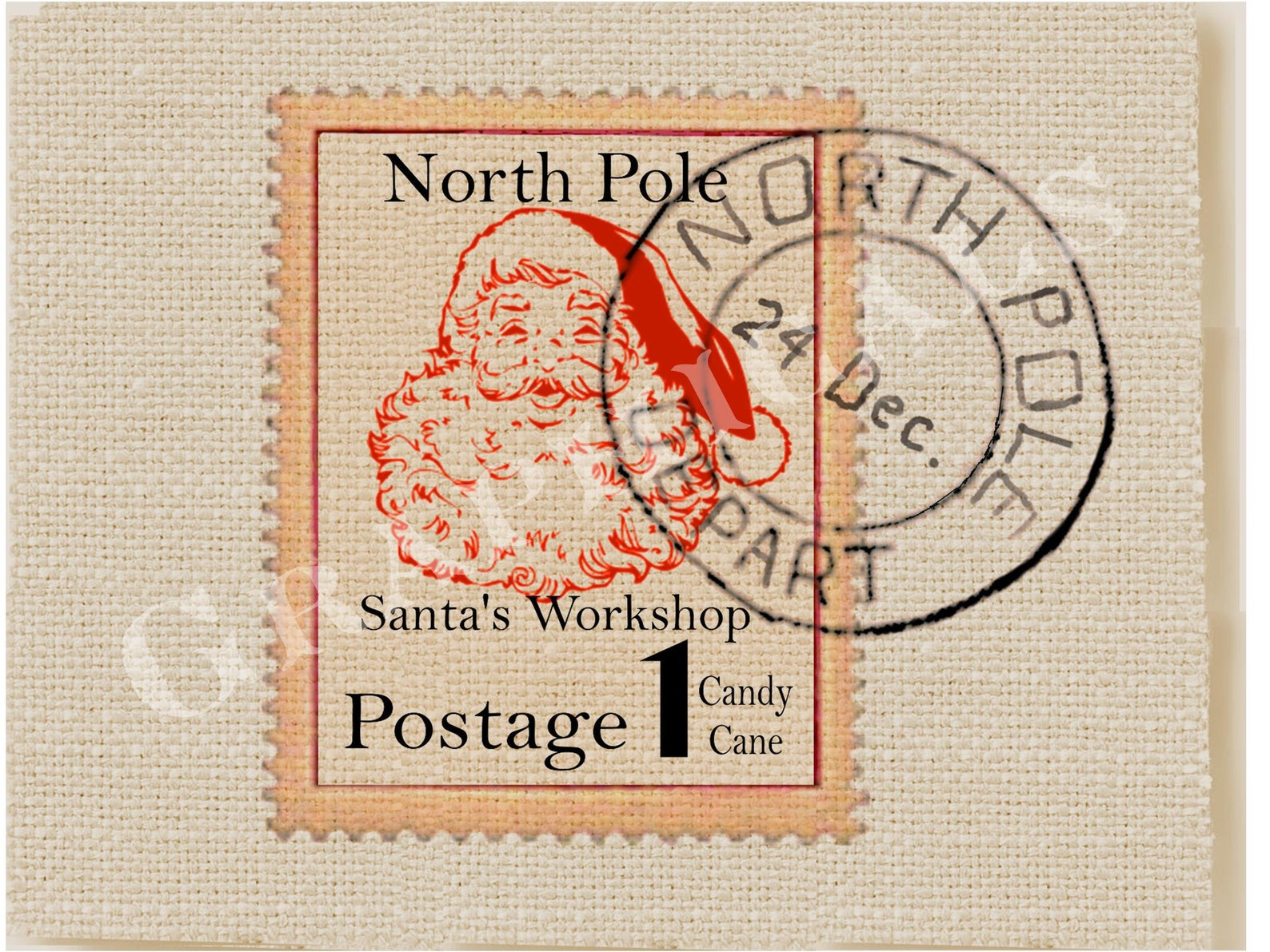 Santa North Pole stamp image printable fun decor for | Etsy