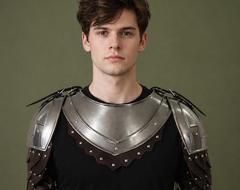 Men's Handmade Steel Knight Armor: Gorget & Pauldrons, LARP, Cosplay