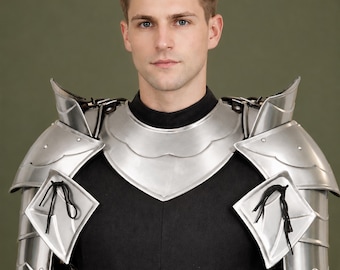 Men's Knight Pauldrons & Gorget Armour Set, Medieval Shoulder Armor Curiees LARP, Cosplay