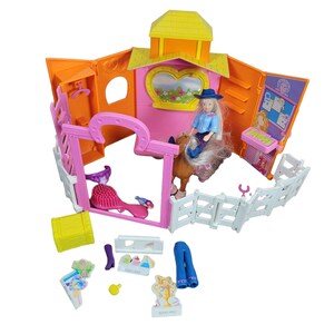Polly Pocket Barn Horse Stable Ranch Play Set with Doll and Horse 