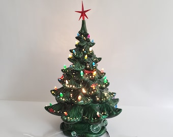 vintage ceramic light up christmas tree green atlantic mold base works 17 tall - Atlantic Mold Ceramic Christmas Tree vintage ceramic light up christmas tree green atlantic mold base works 17 tall - Atlantic Mold Ceramic Christmas Tree