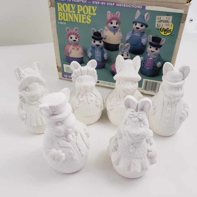 Bunny Rabbit Craft Kits by Wee Crafts The Cottontail Family Roly Poly 90s