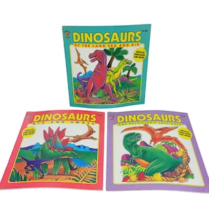 Dinosauri di Honey Bear Books Copertina flessibile Libri illustrati Bundle Lotto di 3 90s Vintage L2469