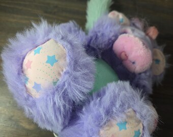 アメトイ　ブラッシュアラブズ　ヴィンテージ　テディベア　パープルミント Brush A Loves Plush Bear Mirror Purple Pink Amtoy 1987 Vintage Sb2